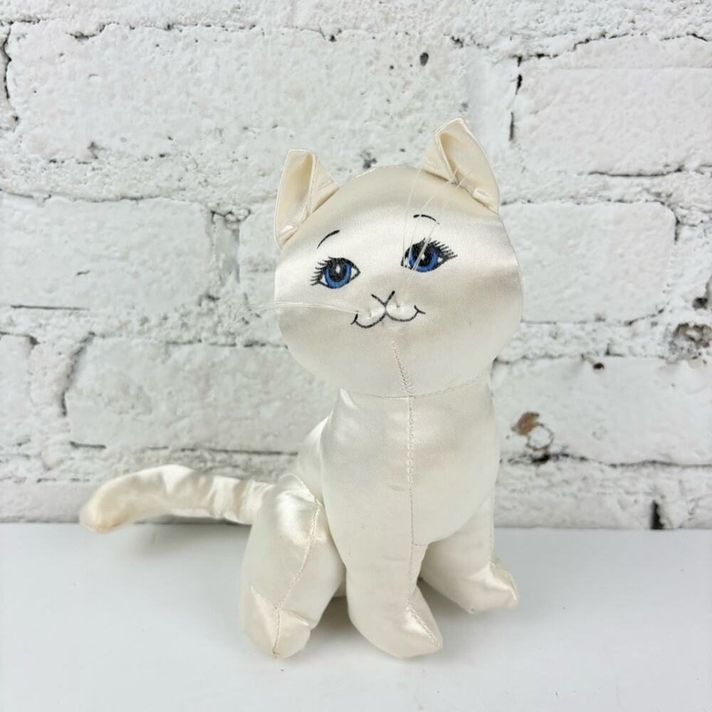 Vintage White Satin Cat Stuffed